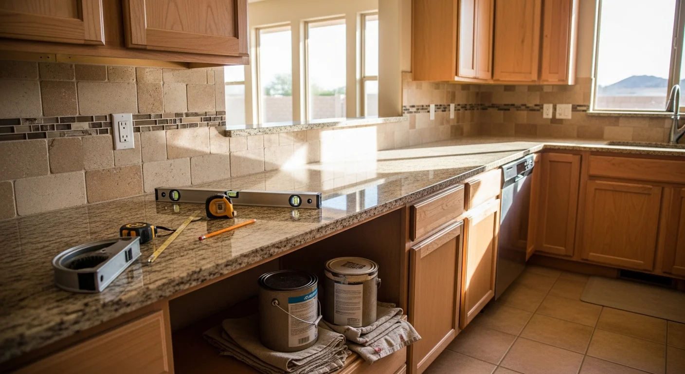 Modern kitchen remodel with custom cabinetry and granite countertops in Wittmann home